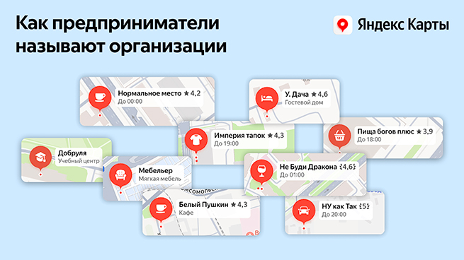 Яндекс&nbsp;Карты исследовали нейминг российского бизнеса