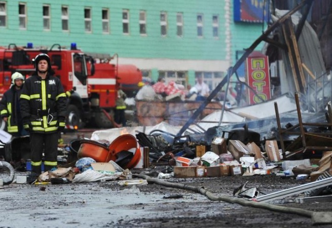 На московском рынке «Мельница» потушили пожар 