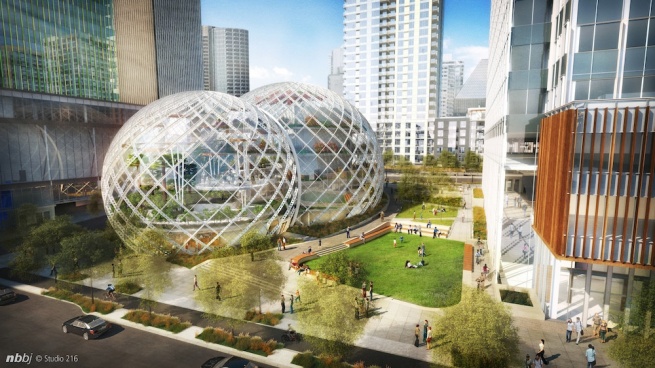 Amazon построит гигантский парник в центре Сиэтла
