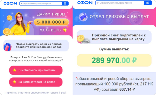 Число скам-сайтов с брендом Ozon в первом полугодии выросло в 19 раз